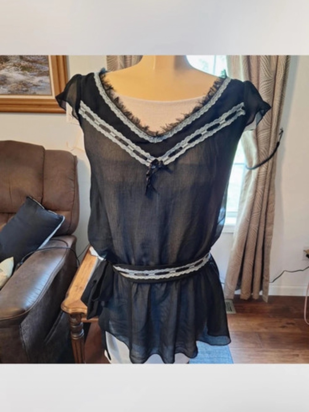 Vintage Black Mesh Top